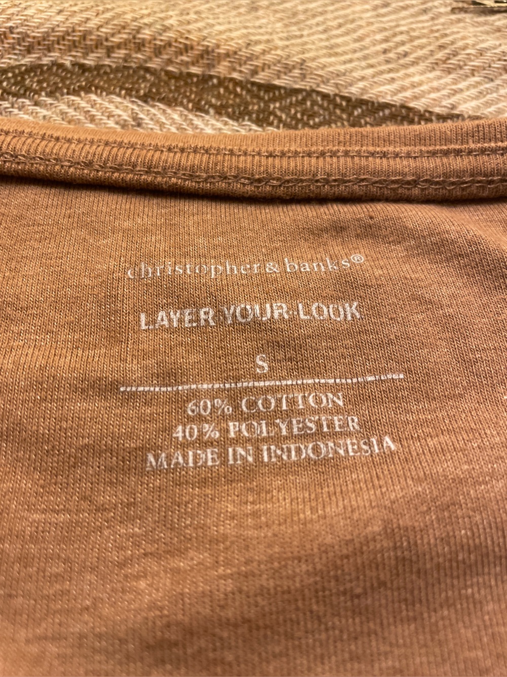 Christopher & Banks Brown Crewneck Layered-Look cotton top
